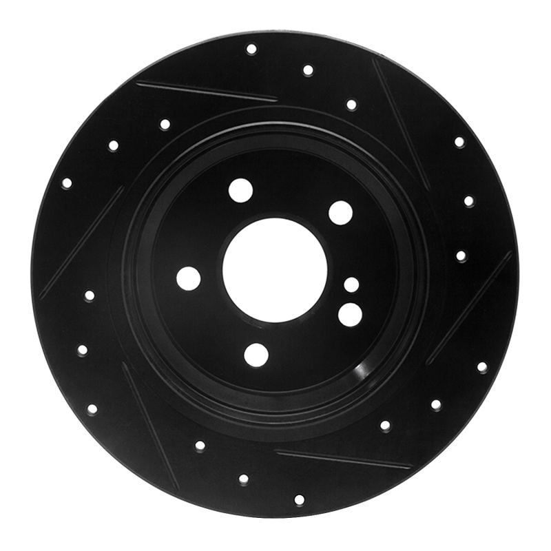 Mercedes-Benz E280 Brake Rotor (1) - Rear Left - R1 Concepts - Drilled & Slotted - Black - `03-`16